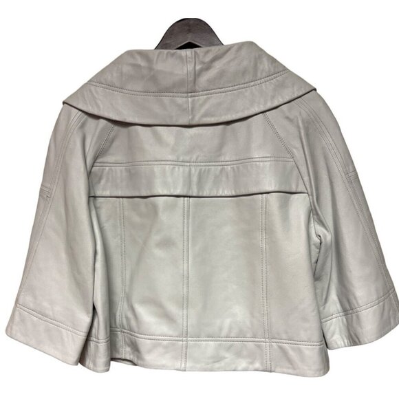 Peter Nygard White Leather Short Full Zip Jacket Women's Size 10 - Picture 3 of 8